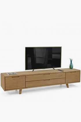 Televízna komoda, masív dub biely na nožičkách